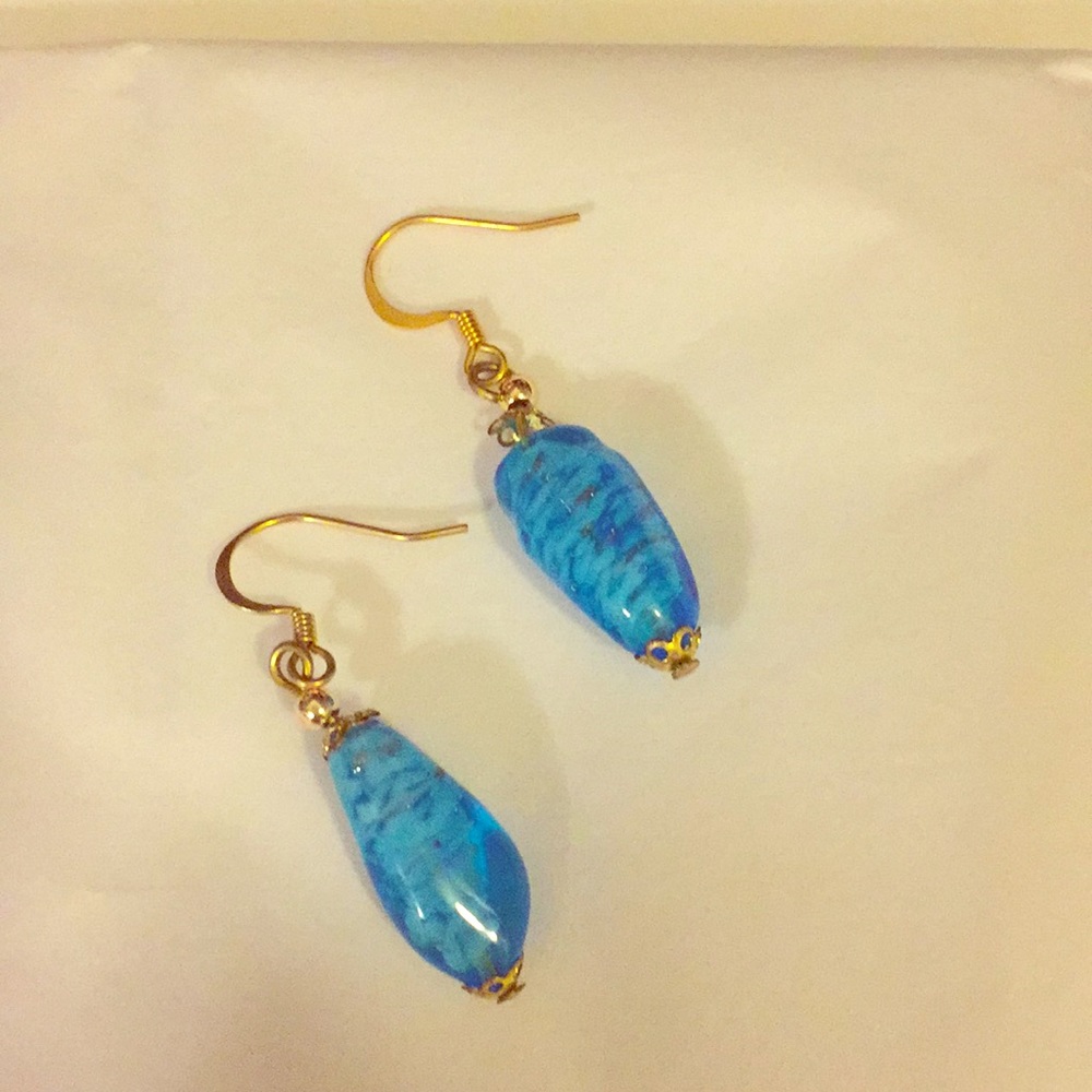 Hand made blue Murano glass earrings